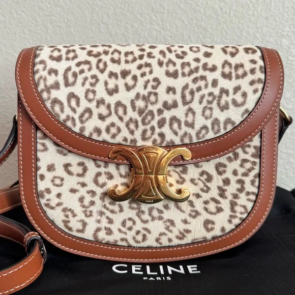 Celine Clea Limited Edition Leopard Print Pony Hair Calfskin Crossbody Bag - Picture 10 of 10